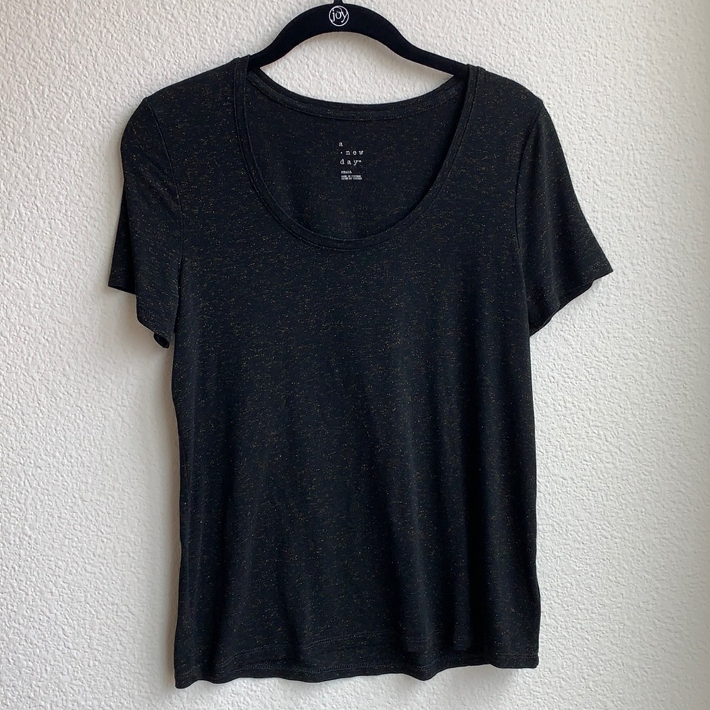 ✨a new day black t-shirt with gold specks✨